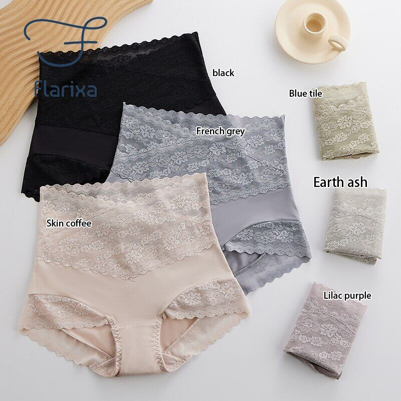Flarixa Quần Lót Ren Không Đường May Lưng Cao Ôm Hông Thoáng Khí Cho Nữ