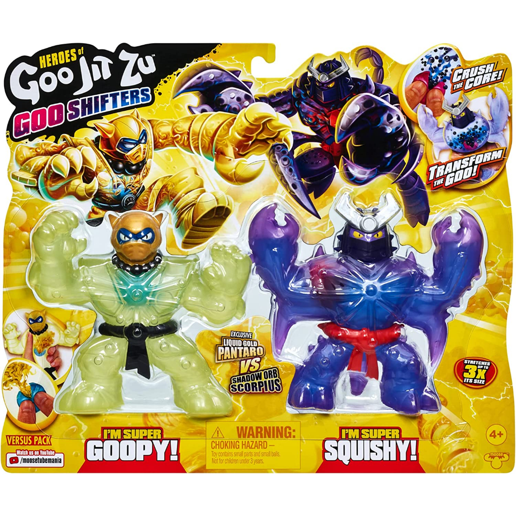 Heroes of Goo Jit Zu Goo Shifters Liquid Gold Pantaro VS Shadow Orb Scorpius Versus Pack, Two Stretchy, Squishy Goo Filled Toys with a Unique Goo TransformationHeroes of Goojit zu goo shifters Quần Lót Dạng Lỏng Màu Vàng Kim shadow Bọ Cạp Độc Đáo Với Hai