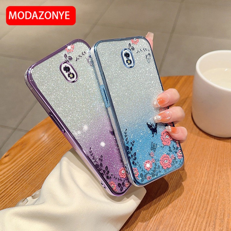 Ốp Điện Thoại Mềm Trang Trí Cánh Bướm Và Hoa Kim Tuyến Cho samsung galaxy j7 pro samsung galaxy j7 pro