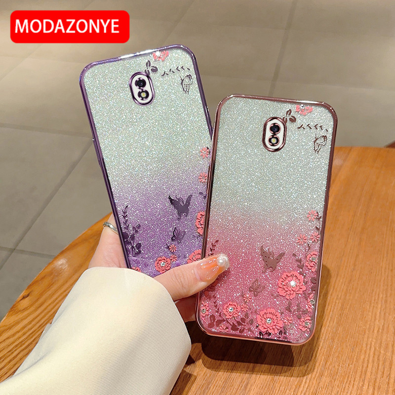 Ốp Điện Thoại Mềm Trang Trí Cánh Bướm Và Hoa Kim Tuyến Cho samsung galaxy j7 pro samsung galaxy j7 pro
