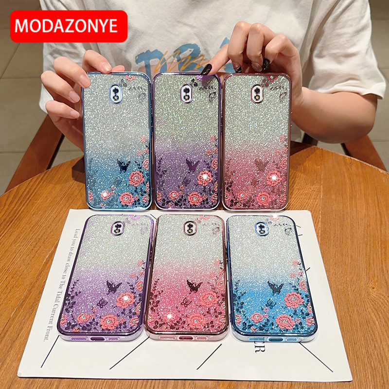 Ốp Điện Thoại Mềm Trang Trí Cánh Bướm Và Hoa Kim Tuyến Cho samsung galaxy j7 pro samsung galaxy j7 pro