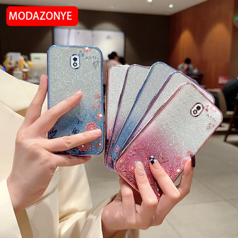 Ốp Điện Thoại Mềm Trang Trí Cánh Bướm Và Hoa Kim Tuyến Cho samsung galaxy j7 pro samsung galaxy j7 pro