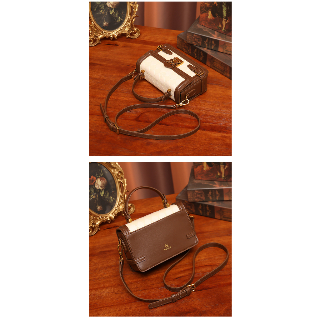 Niche Túi Xách Đeo Vai Hình Vuông Cỡ Nhỏ Họa Tiết Kẻ Sọc Phối Màu Tương Phản Thời Trang 2023 Cho Nữ