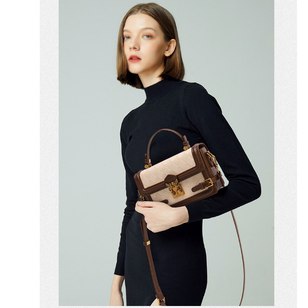 Niche Túi Xách Đeo Vai Hình Vuông Cỡ Nhỏ Họa Tiết Kẻ Sọc Phối Màu Tương Phản Thời Trang 2023 Cho Nữ