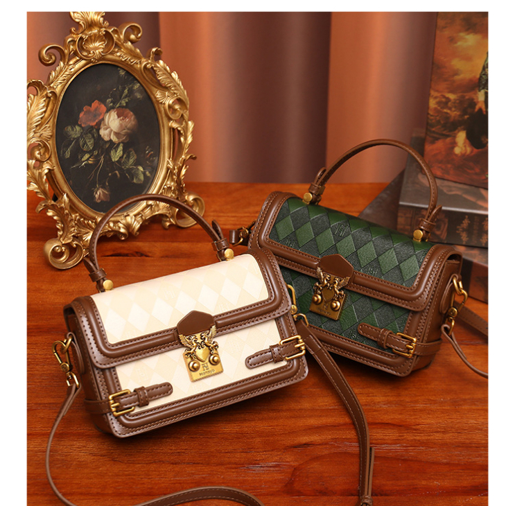 Niche Túi Xách Đeo Vai Hình Vuông Cỡ Nhỏ Họa Tiết Kẻ Sọc Phối Màu Tương Phản Thời Trang 2023 Cho Nữ