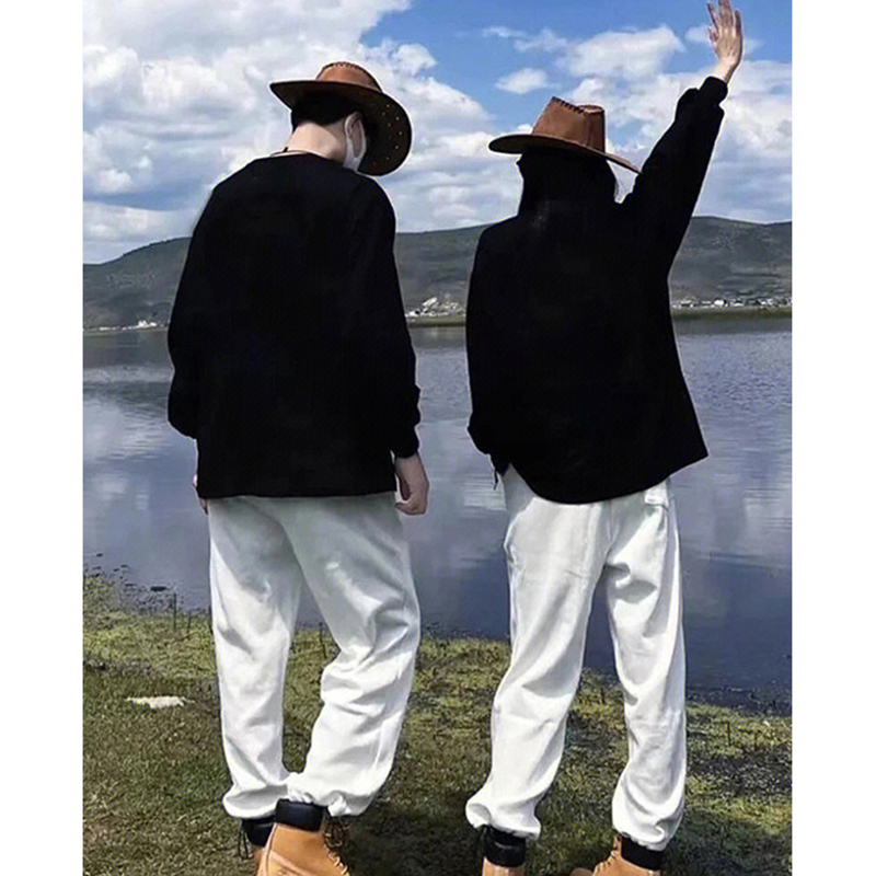 Ihkke Áo hoodie 100% cotton Tay Dài Dáng Rộng In Chữ Thời Trang Dành Cho Cặp Đôi