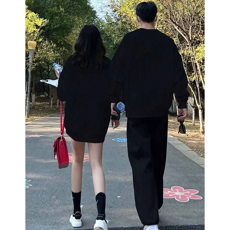 Ihkke Áo hoodie 100% cotton Tay Dài Dáng Rộng In Chữ Thời Trang Dành Cho Cặp Đôi