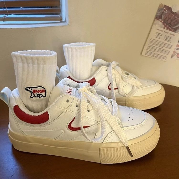 Giày Thể Thao Đế Bằng Màu Trắng Thời Trang Hàn Quốc 2023