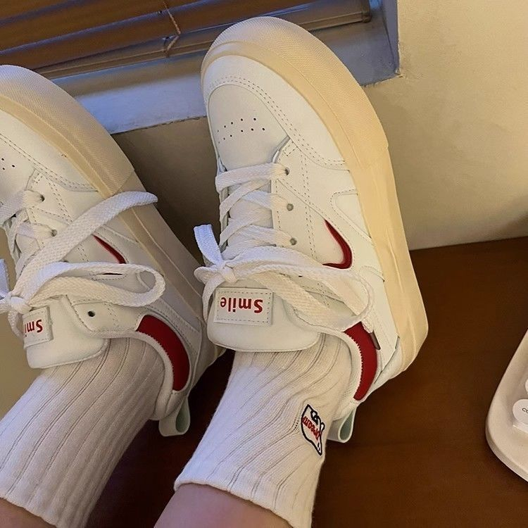 Giày Thể Thao Đế Bằng Màu Trắng Thời Trang Hàn Quốc 2023