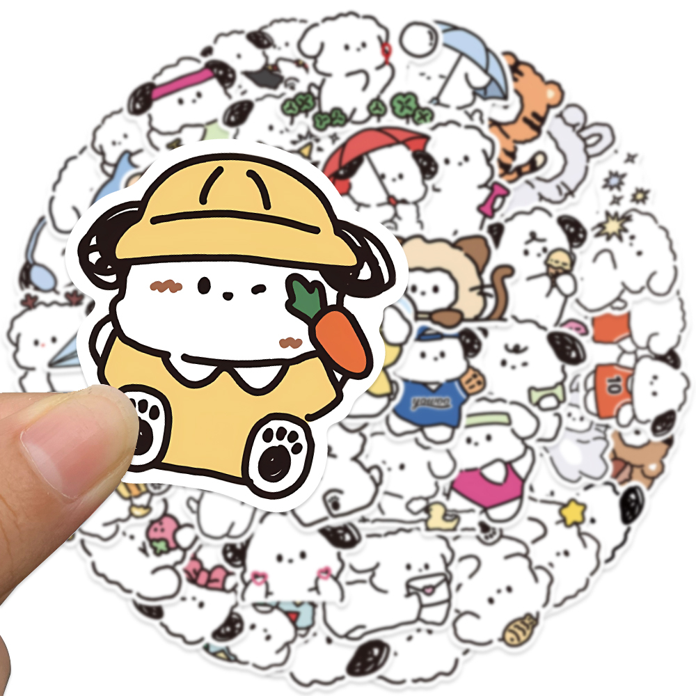 Bộ 50 Miếng Dán Hoạt Hình Chống Thấm Nước Trang Trí Sổ Tay / Hành Lý / Trái Tim / Bé Gái Dễ Thương