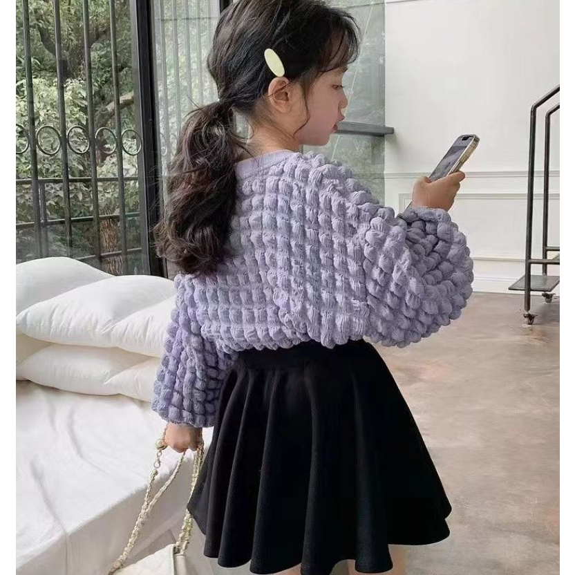 Áo Khoác Cardigan Tay Phồng Thời Trang Xuân Thu Cho Bé Gái