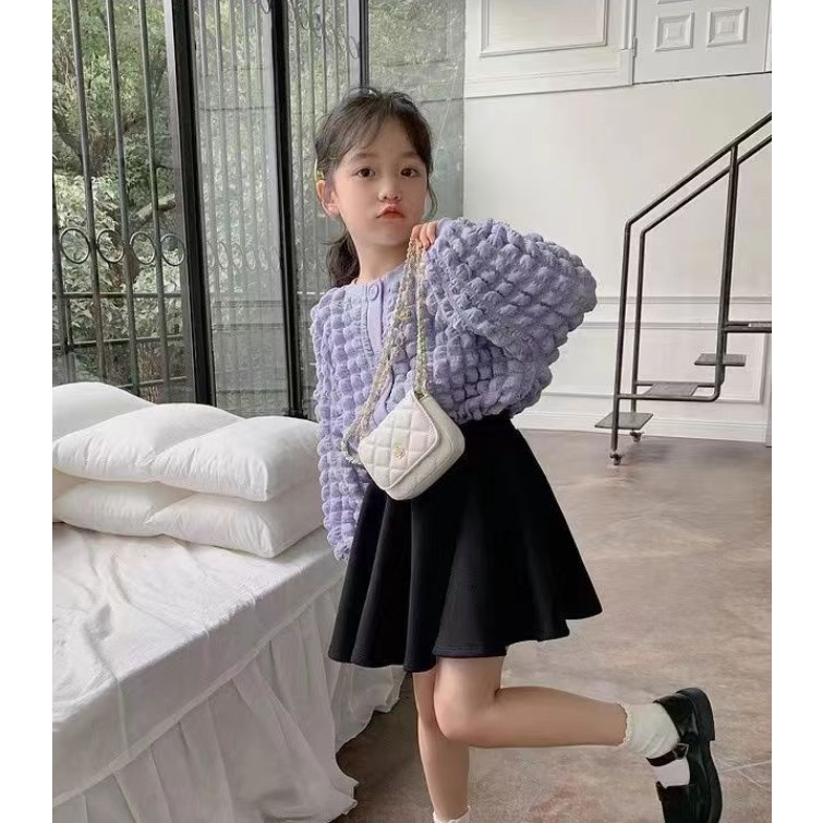 Áo Khoác Cardigan Tay Phồng Thời Trang Xuân Thu Cho Bé Gái