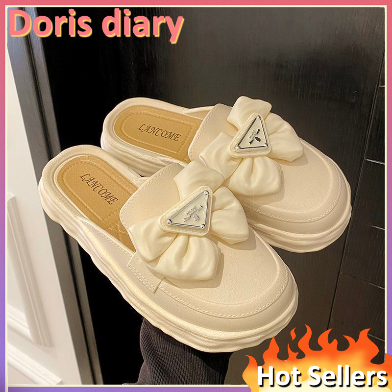 【Doris diary】Dép đi trong nhà Đính Nơ Chống Trượt Thoải Mái Thời Trang Cho Nữ