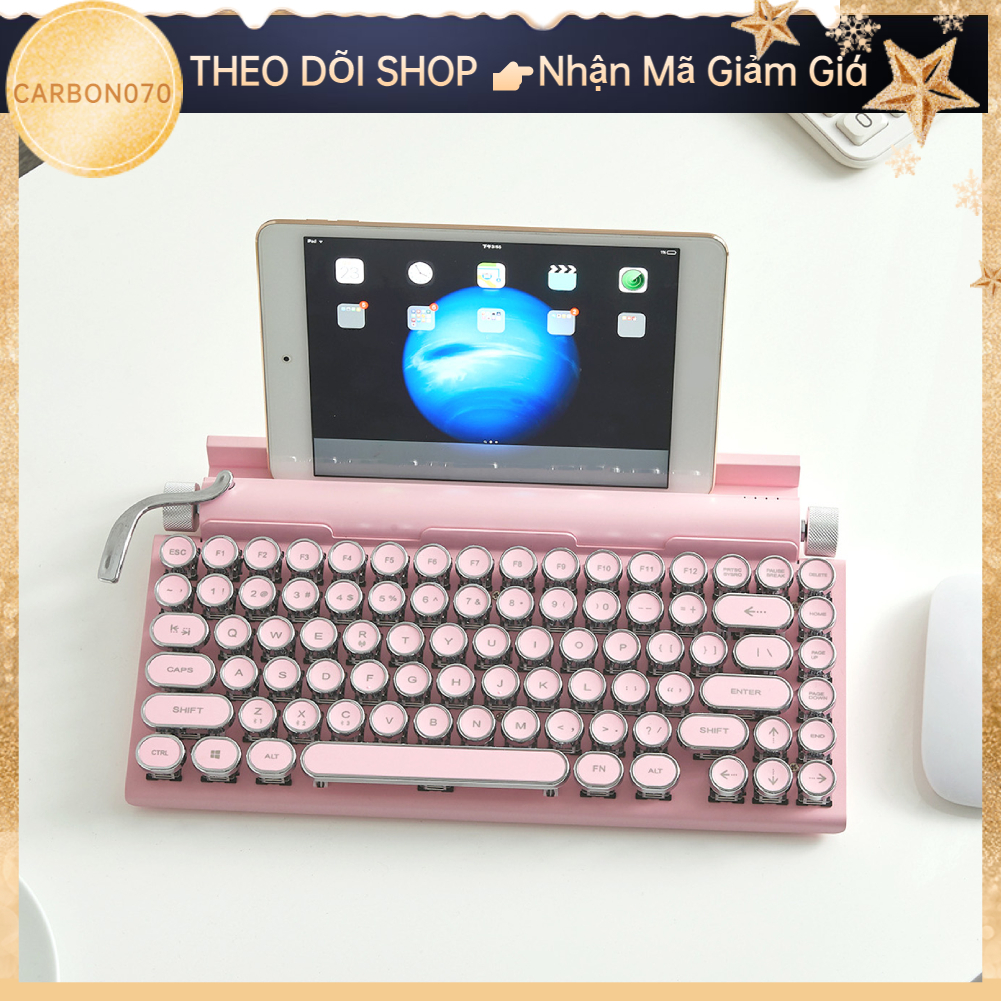 [Hàng Sẵn] Bàn phím Cơ Retro - Bàn Phím Không Dây 86 Phím Keycaps Tròn Kết nối 3 Chế Độ Cho Điện Thoại Laptop【Carbon070】