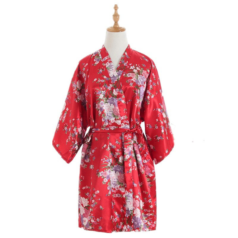 Áo Choàng Ngủ kimono Mỏng Ngắn Mặc Buổi Sáng Cho Phù Dâu rayon