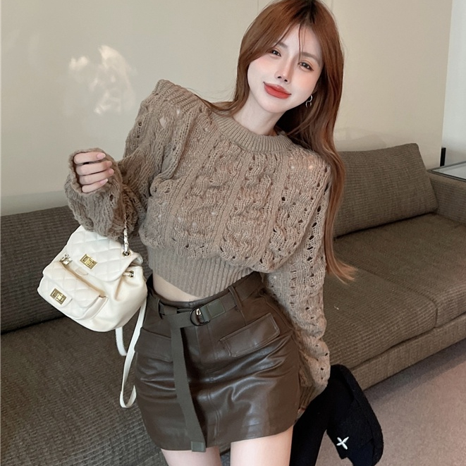 Áo sweater Dệt Kim Dáng Rộng Thời Trang Thu Đông Mới áo len croptop tay dài