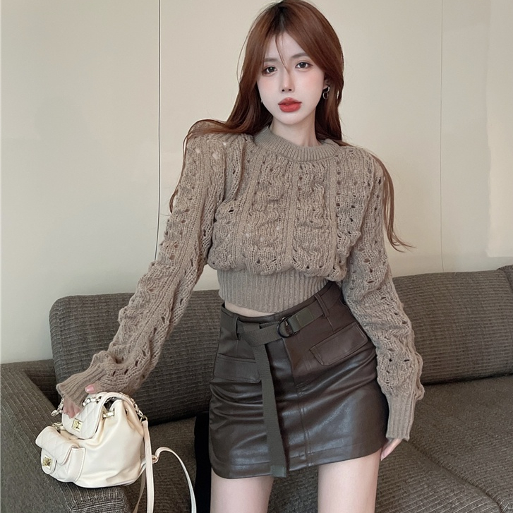 Áo sweater Dệt Kim Dáng Rộng Thời Trang Thu Đông Mới áo len croptop tay dài