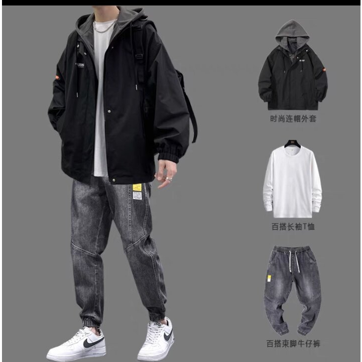 YIPINYOUYOU Áo khoác bóng chày có mũ trùm đầu thời trang xuân thu cho nam