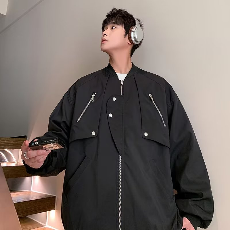 Áo khoác nam bóng chày thời trang Đường phố vintage mỹ cá tính cho nam màu sắc Đơn giản thoải mái  Áo khoác tay dài dáng rộng