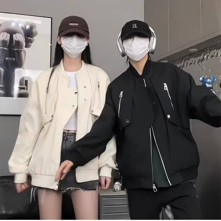 Áo khoác nam bóng chày thời trang Đường phố vintage mỹ cá tính cho nam màu sắc Đơn giản thoải mái  Áo khoác tay dài dáng rộng