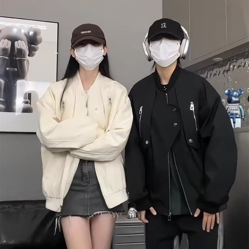 Áo khoác nam bóng chày thời trang Đường phố vintage mỹ cá tính cho nam màu sắc Đơn giản thoải mái  Áo khoác tay dài dáng rộng