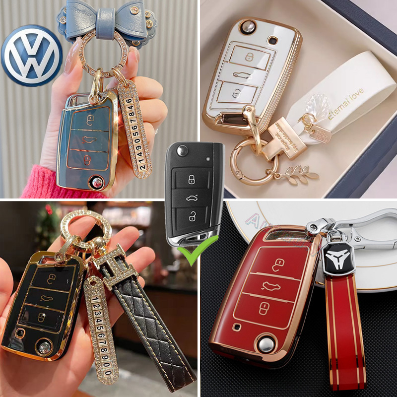 Vỏ Bọc Chìa Khóa Điều Khiển Từ Xa Bằng TPU Chrome Cho Volkswagen Tiguan Golf 7 MK7 Tiguan MK2 Passat Magotan Touareg Lavida 3 4 5 Gti Sharan