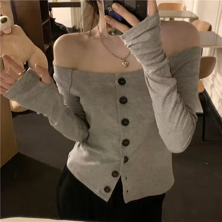 Áo thun trễ vai, áo trễ vai dài tay Dingding dáng Slim Fit mẫu hottrend 2023