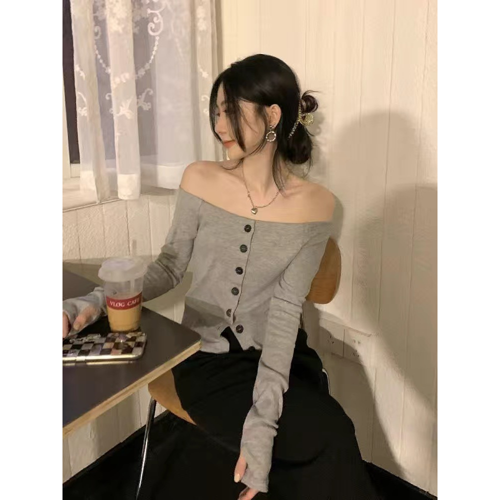 Áo thun trễ vai, áo trễ vai dài tay Dingding dáng Slim Fit mẫu hottrend 2023