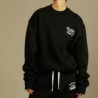 Áo Sweater cotton Cổ Tròn Dáng Rộng In Họa Tiết Màu Trắng Đen Thời Trang Thu Đông Cho Cặp Đôi 23