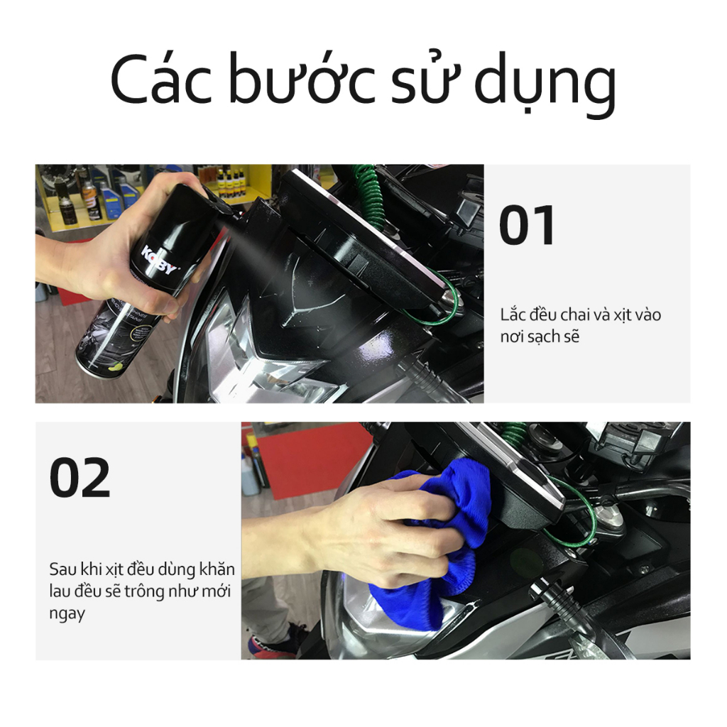Koby Tân trang các bộ phận nhựa xe máy/làm đen bảng điều khiển ô tô/sáp chống oxy hóa/sáp làm sạch da/chất chăm sóc đánh bóng