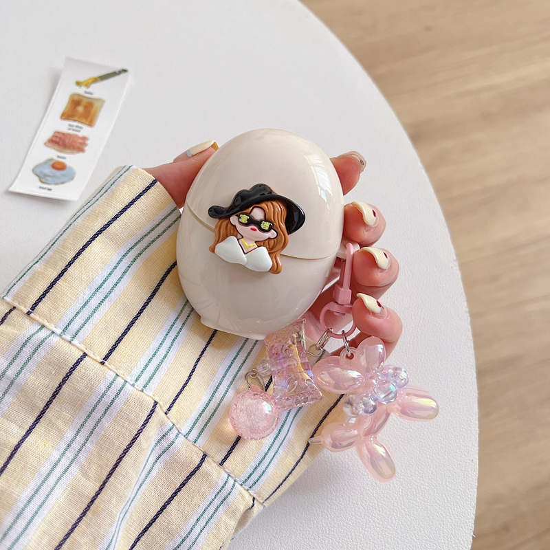 Vỏ Bảo Vệ Hộp Sạc Tai Nghe Lenovo Thinkpadplus Liveods LP40 TWS Lenovo LP40 Hình Gấu Thắt Nơ Kèm Móc Treo