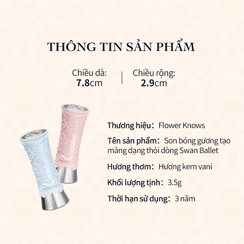 Flower knows Son Môi Trang Điểm Sắc Tố Cao Hình Thiên Nga Ba Lê 3.5g