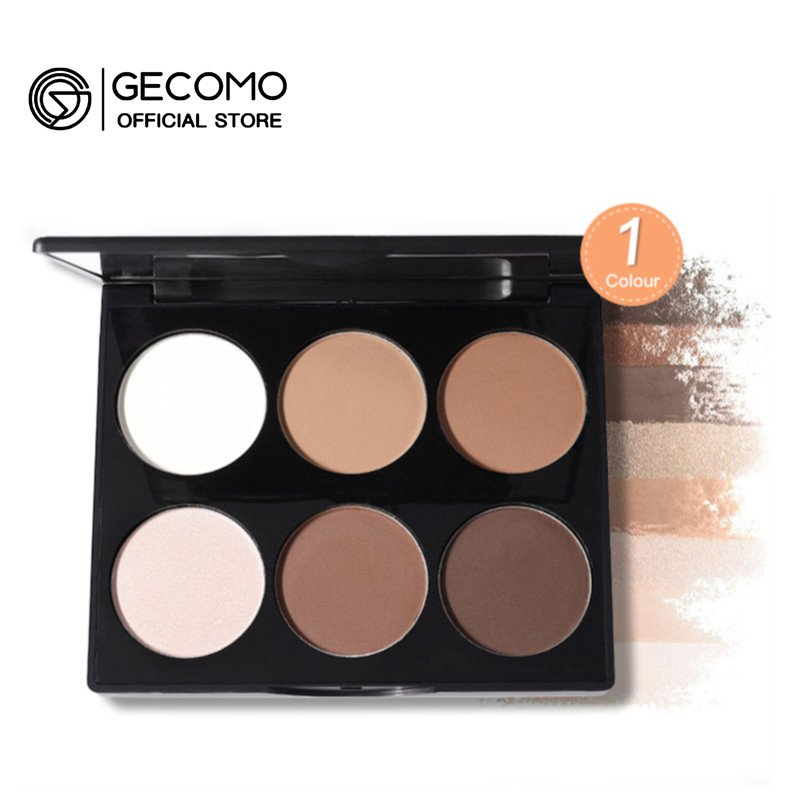 Gecomo Bảng Phấn Tạo Khối 6 Màu Lì Bắt Sáng Trang Điểm Ba Chiều