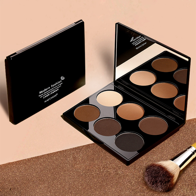 Gecomo Bảng Phấn Tạo Khối 6 Màu Lì Bắt Sáng Trang Điểm Ba Chiều