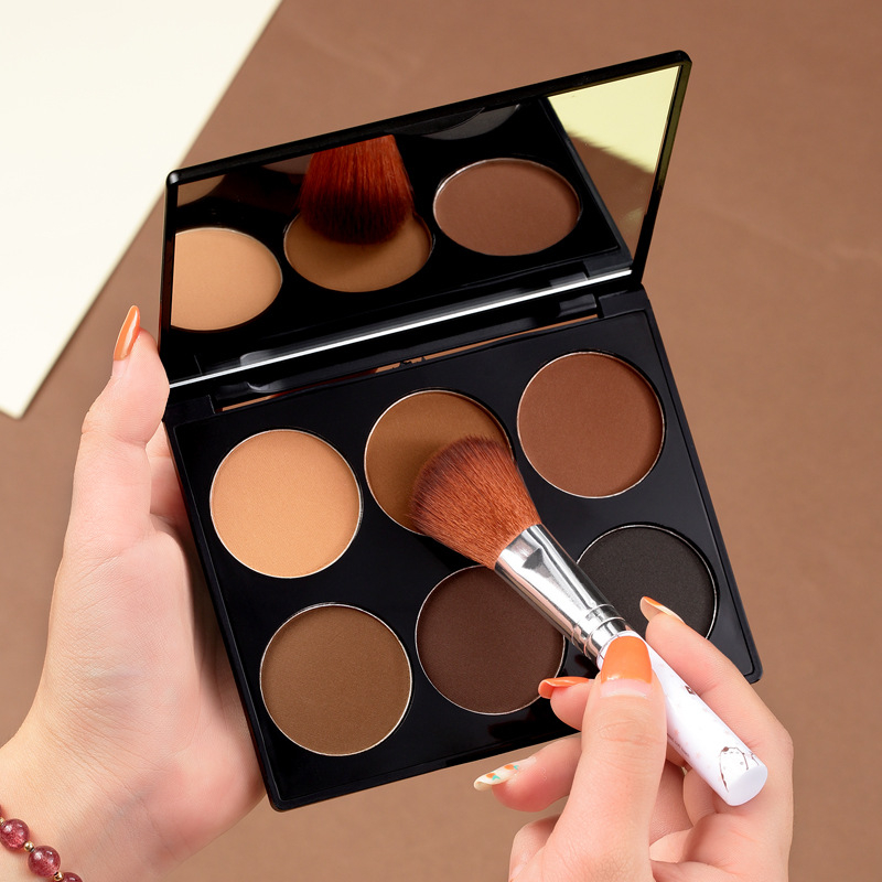 Gecomo Bảng Phấn Tạo Khối 6 Màu Lì Bắt Sáng Trang Điểm Ba Chiều