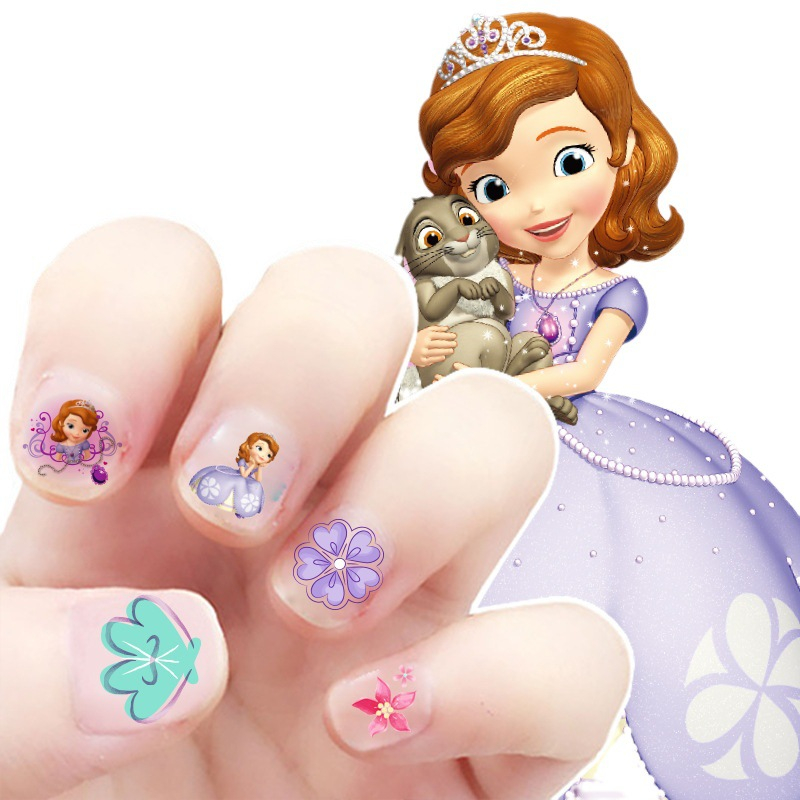 Hình Dán Móng Tay 3d Cho Bé Gái Và Bé Gái | Sticker Dán Móng Tay Hình frozen, sophia, cinderella ,kittenkt ,snow Trắng