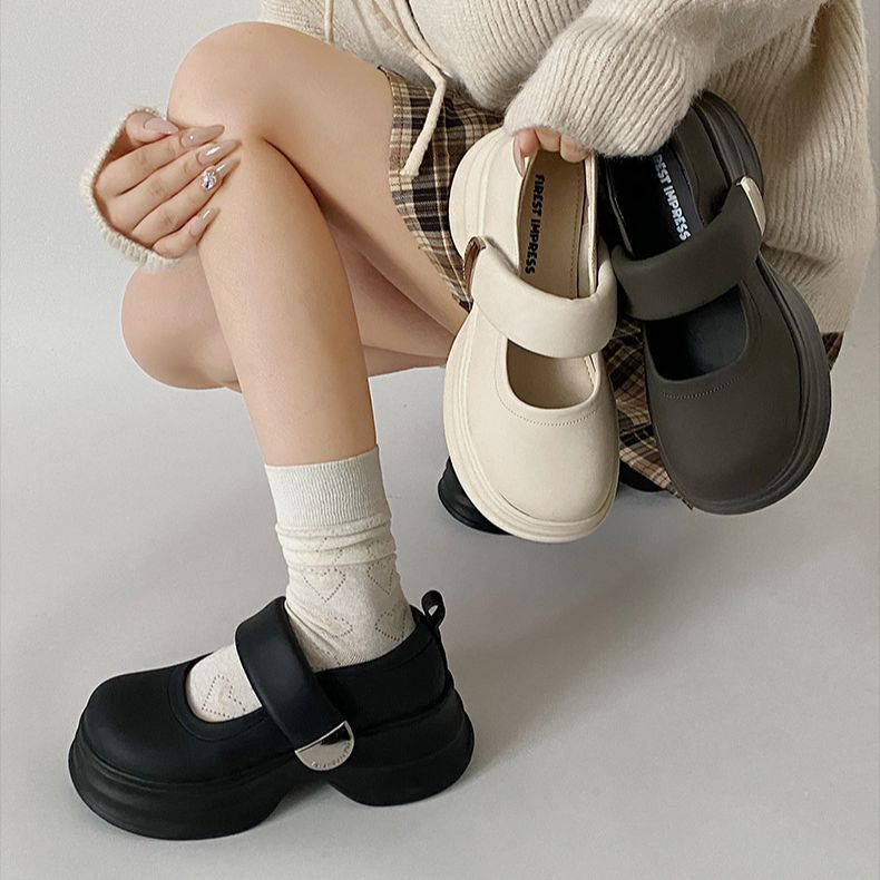 Giày Đế Dày Tăng Chiều Cao 6cm Chống Trượt Phong Cách lolita Thời Trang 2023 Cho Nữ