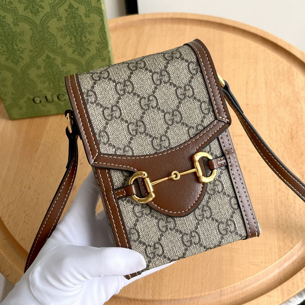 Túi Xách gucci 100% Nguyên Bản 1955 Có Khóa Ngựa Thời Trang unisex 625615