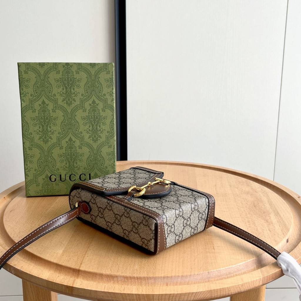 Túi Xách gucci 100% Nguyên Bản 1955 Có Khóa Ngựa Thời Trang unisex 625615