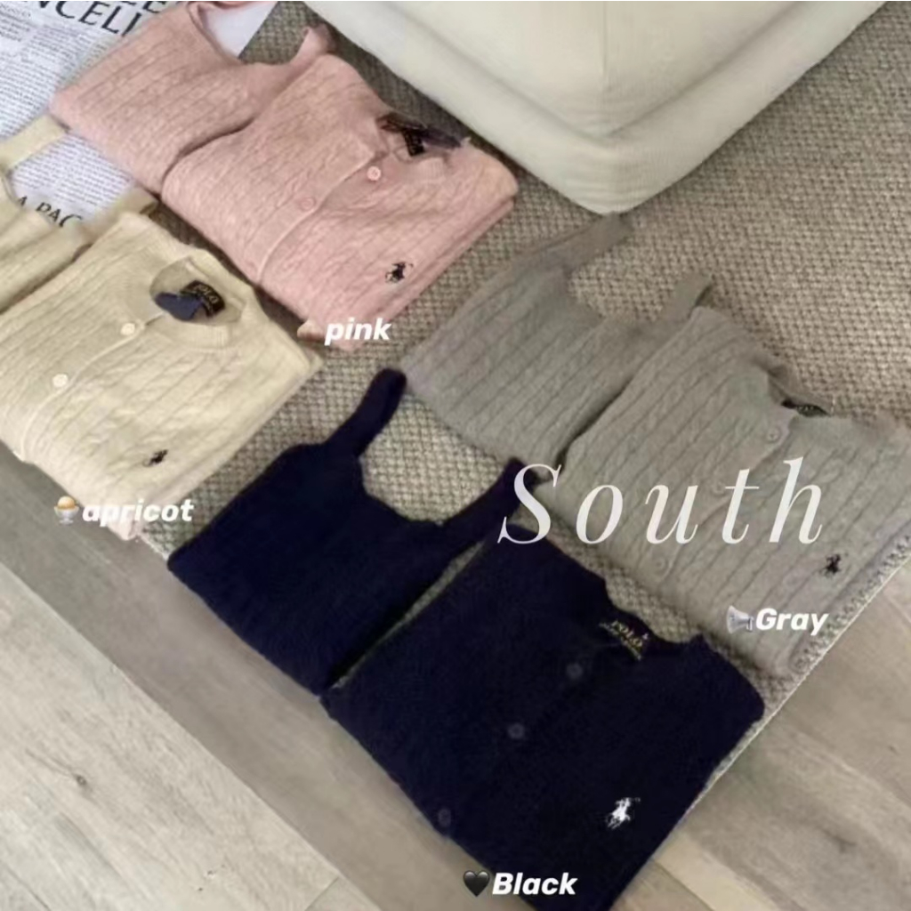Ralph Lauren* RL Bộ Áo Khoác cardigan Dệt Kim + Áo Sát Nách Xinh Xắn Cho Bé Gái