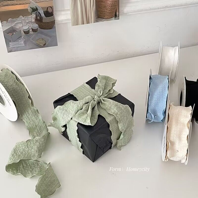 Cuộn Dây Ruy Băng 9m Viền Gợn Sóng Dùng Gói Quà diy
