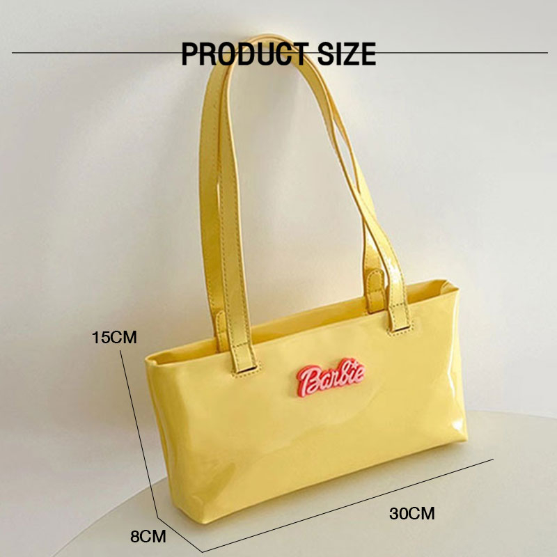 Túi đeo một bên vai SUPERCUTE bằng da PU bóng in họa tiết Barbie đơn giản