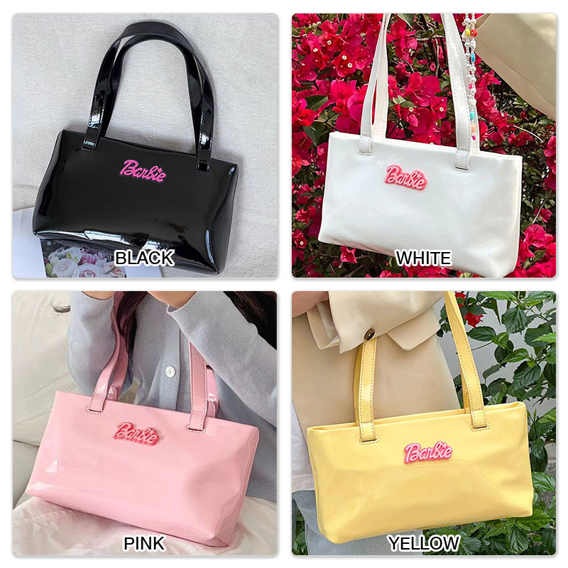 Túi đeo một bên vai SUPERCUTE bằng da PU bóng in họa tiết Barbie đơn giản
