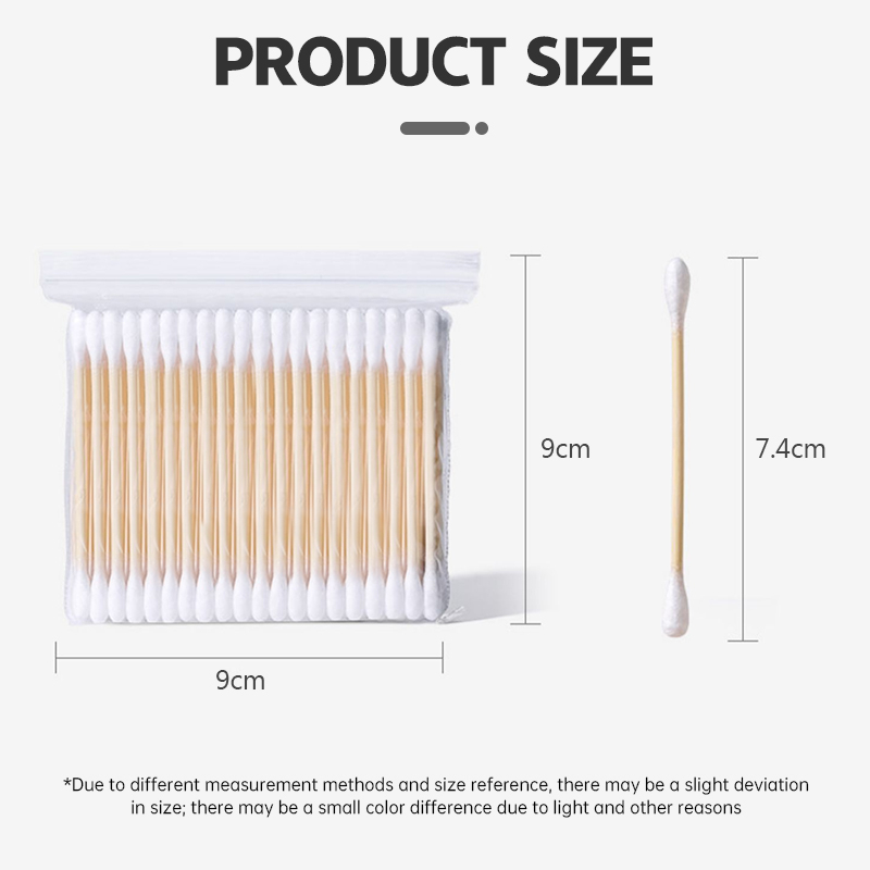 Tăm bông ngoáy tai,100 bông ráy tai thân gỗ khử trùng 2 đầu thân thiện với môi trường