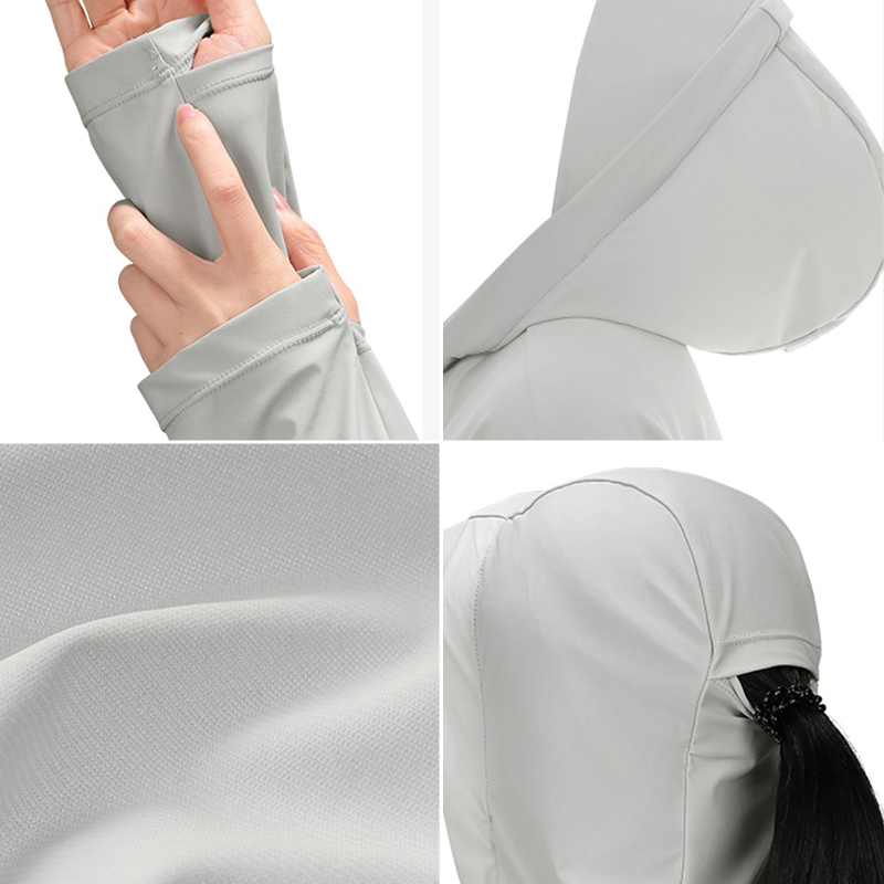 Áo Khoác Len Dệt Kim Có Mũ Trùm Chống Nắng upf50 Thời Trang Dành Cho Nữ