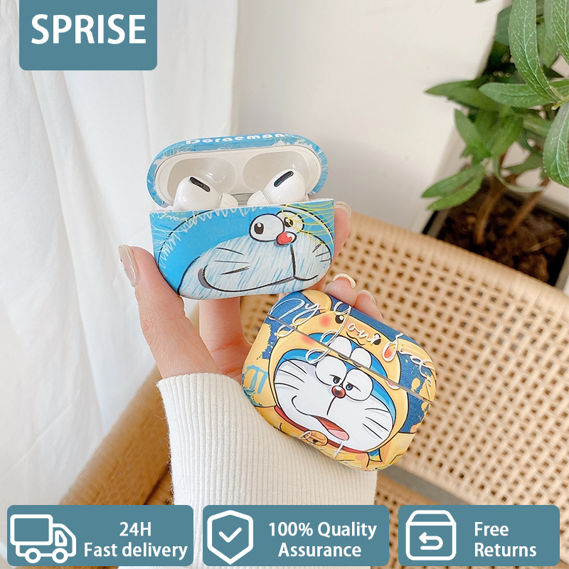Vỏ bảo vệ hộp sạc tai nghe SPRISE silicon phát sáng trong tối Doremon hoạt hình thích hợp cho AirPods 1/2/Pro/3/Pro 2