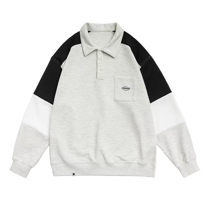 Áo polo Tay Dài Phong Cách harajuku Nhật Bản Đơn Giản Cho Nam Nữ