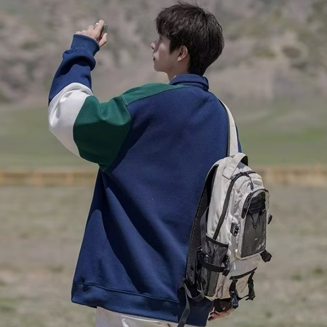 Áo polo Tay Dài Phong Cách harajuku Nhật Bản Đơn Giản Cho Nam Nữ