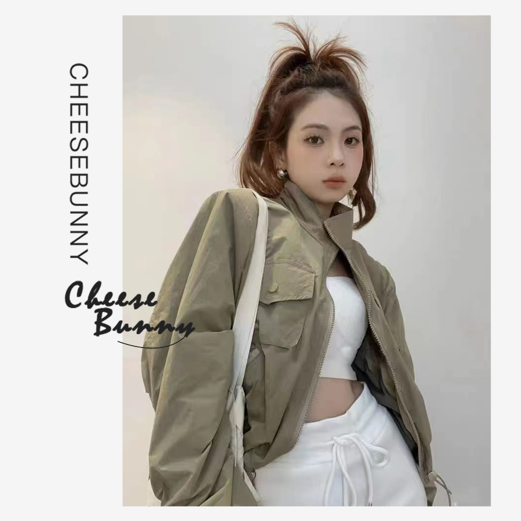 CheeseBunny Áo Khoác Khóa Kéo Ngắn Chống Nắng Thời Trang Mùa Hè Cho Nữ