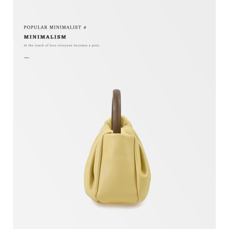 Túi Xách Hình Đám Mây Xếp Ly Tay Cầm Gỗ Thời Trang Mùa Xuân 2022 Gylb259